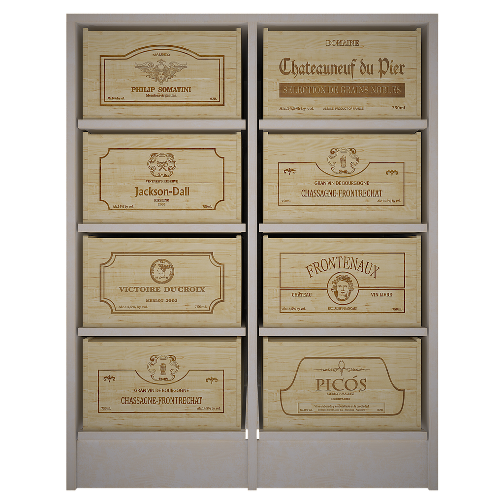 Xi: Hand Engraved Wine Crates With Rack 96 Bottle Capacity