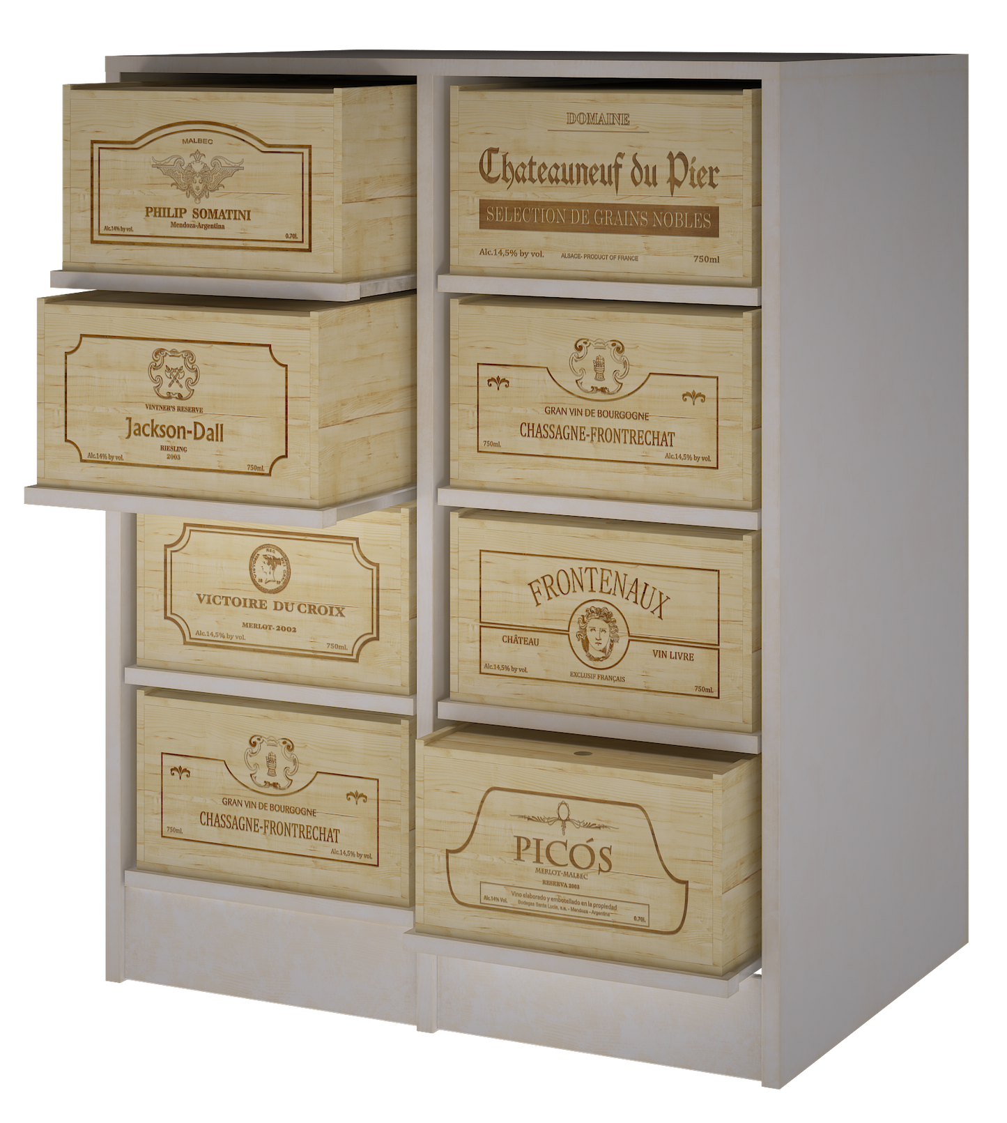 Xi: Hand Engraved Wine Crates With Rack 96 Bottle Capacity