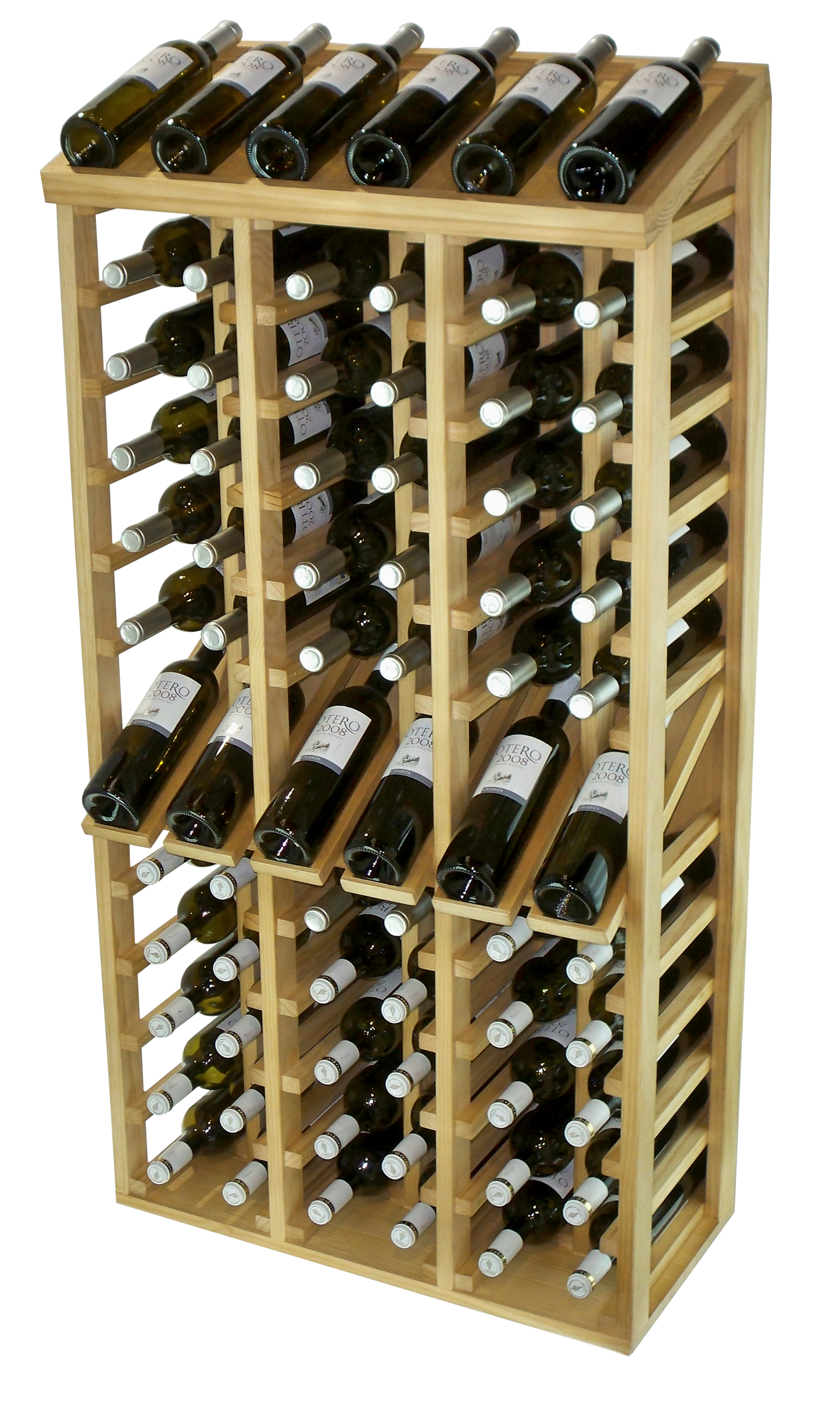 Xi: 72 Bottle Capacity Light Pine Display Wine Rack