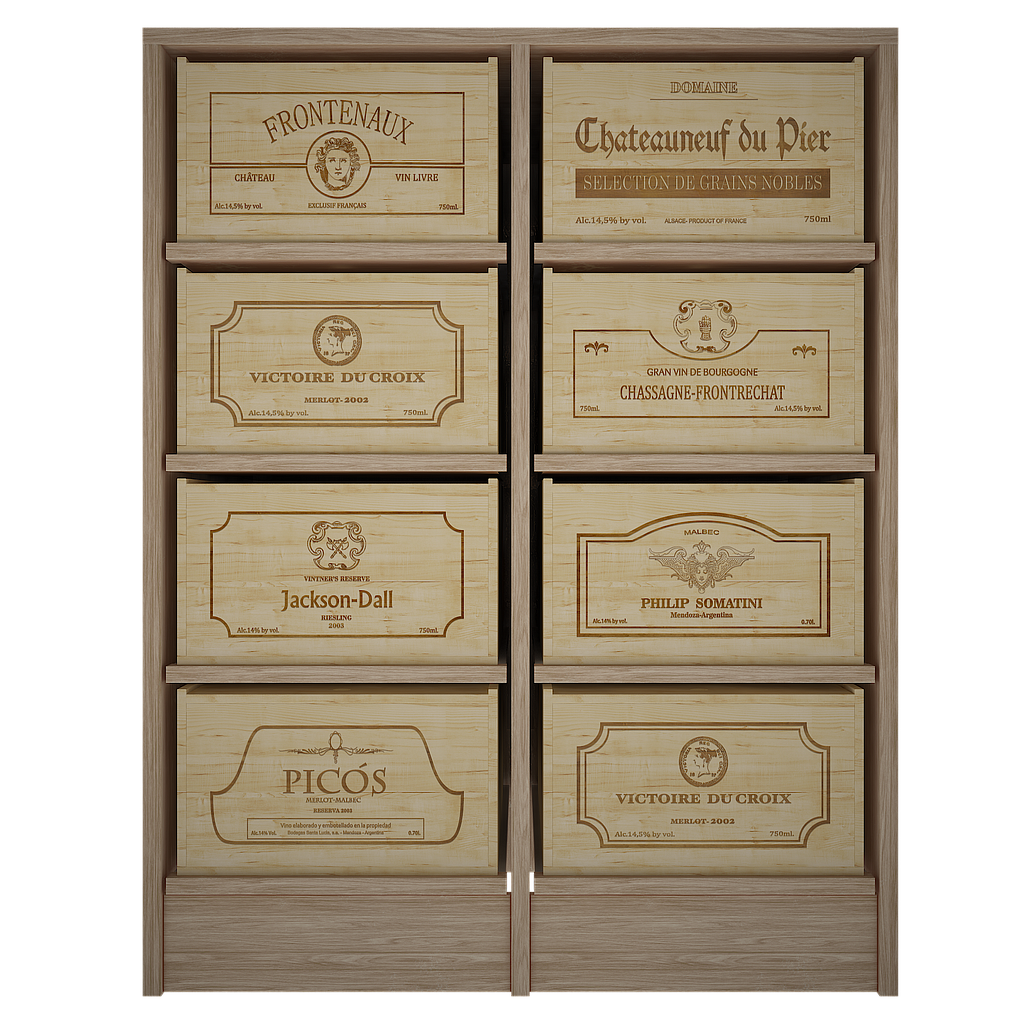 Xi: Hand Engraved Wine Crates With Rack 96 Bottle Capacity