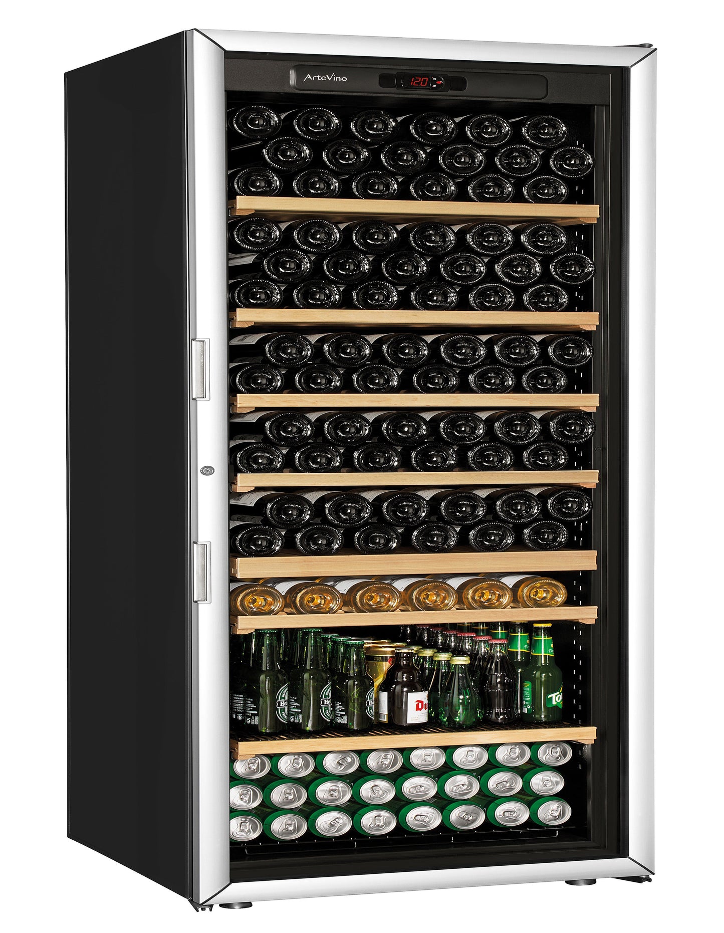 ArteVino: Multi-Beverage 206 Bottle Capacity Dual Zone Wine Cabinet (OXG2T206NVSD)